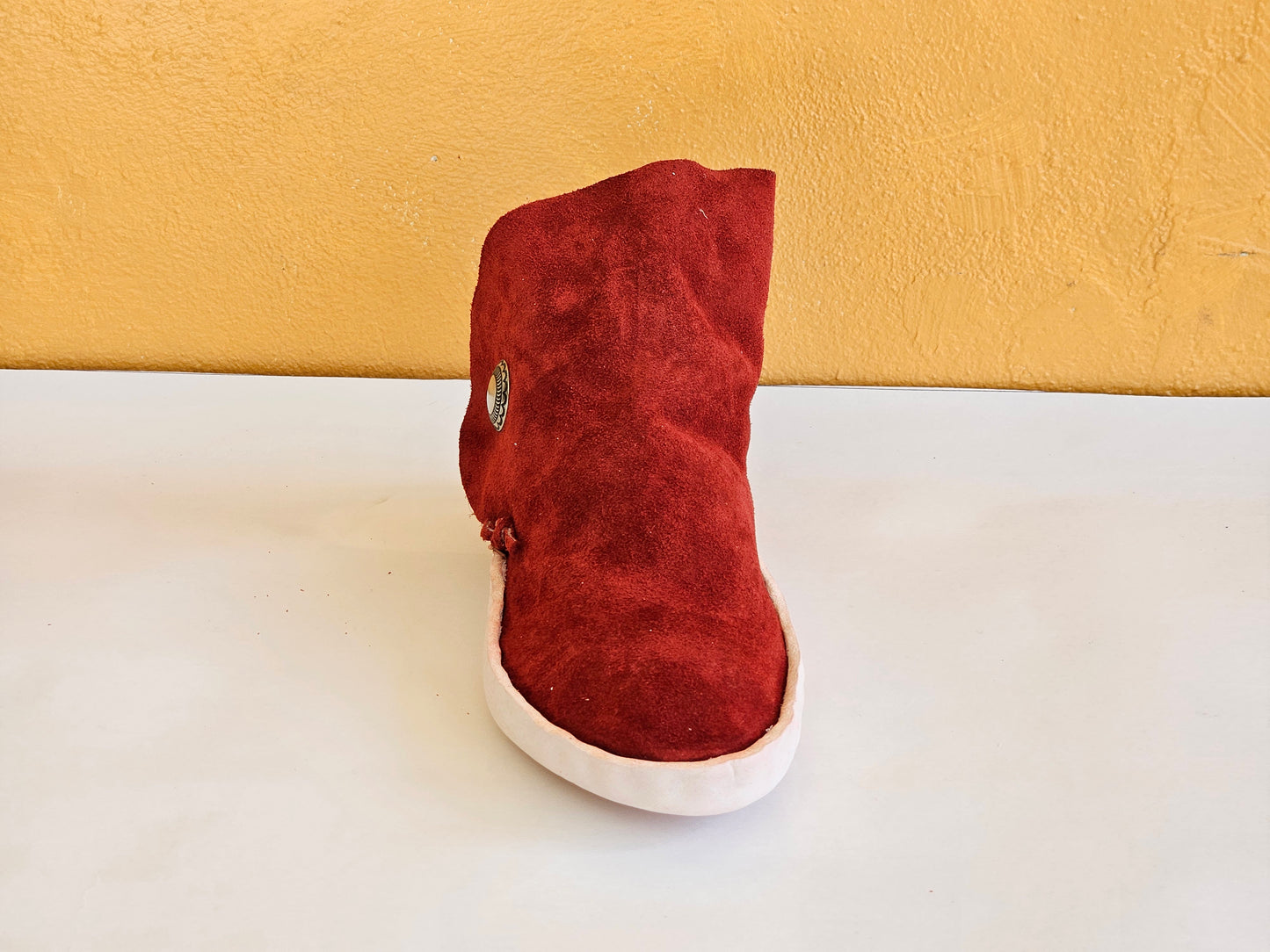 Mens Black & Rust One Button Moccasins