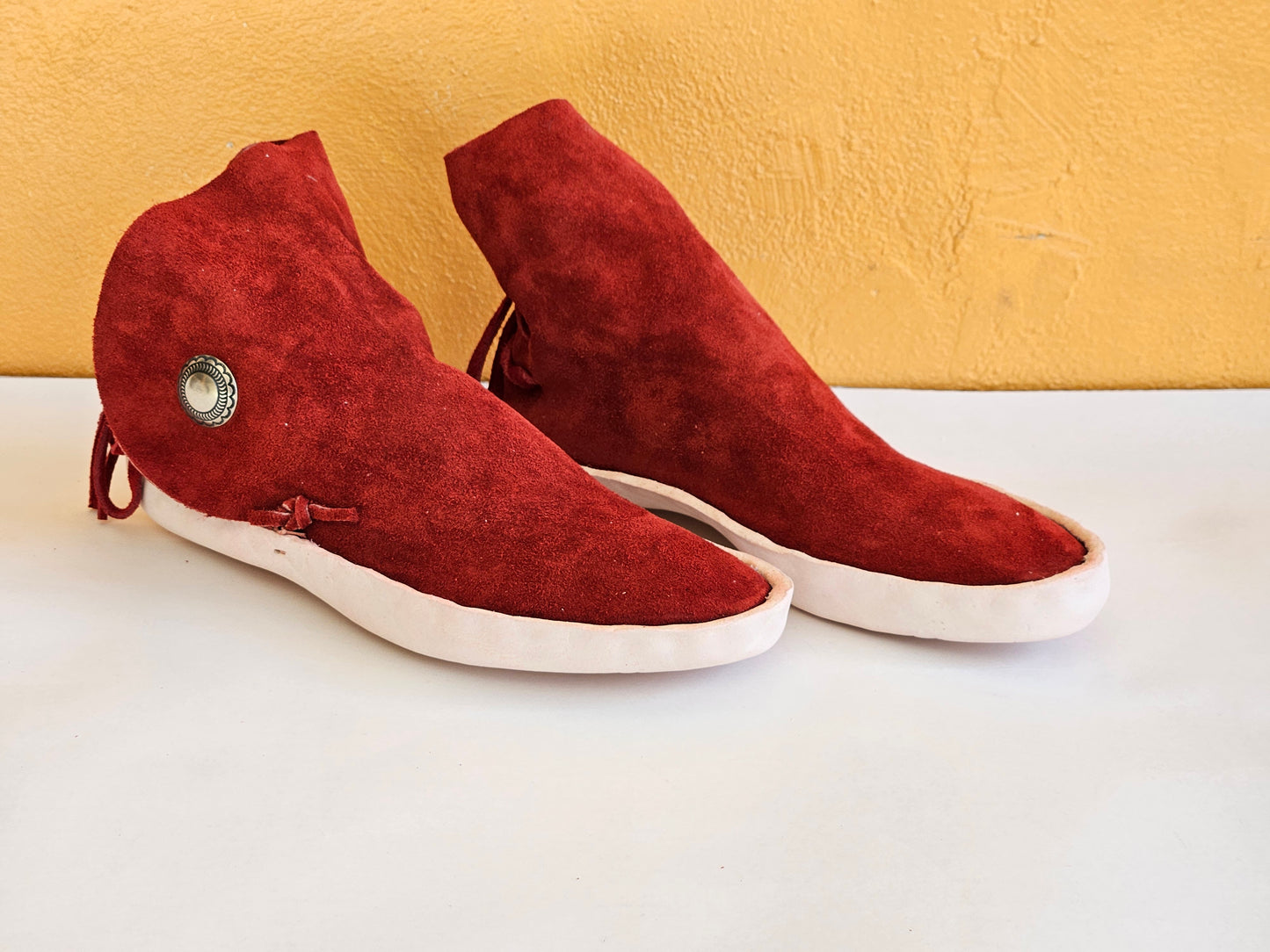 Mens Black & Rust One Button Moccasins