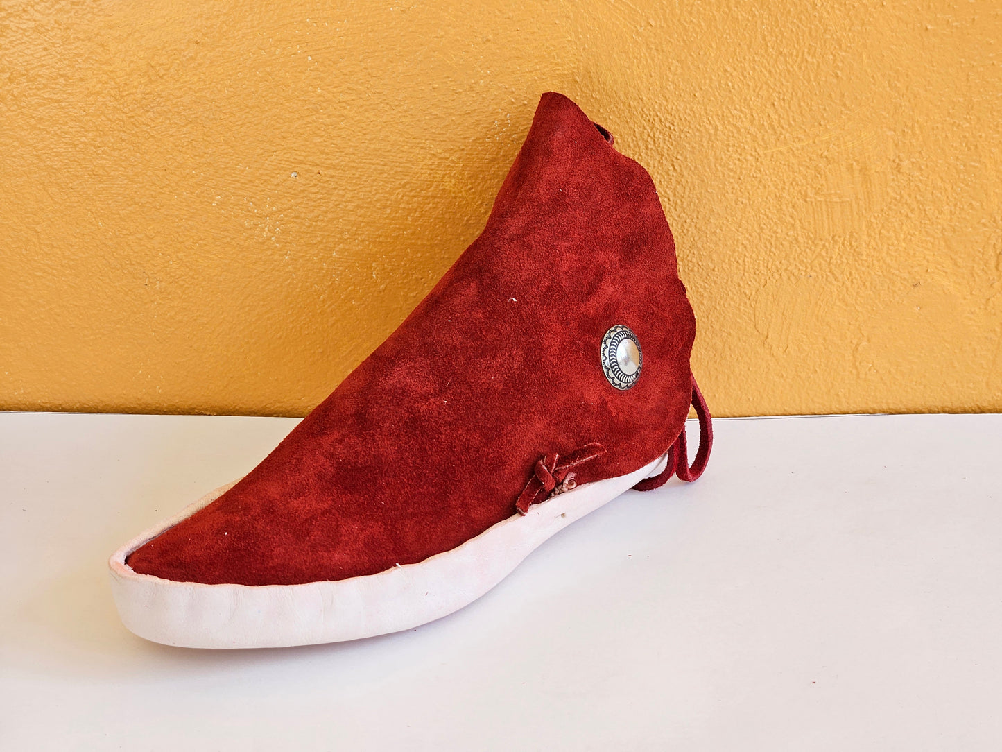Mens Black & Rust One Button Moccasins