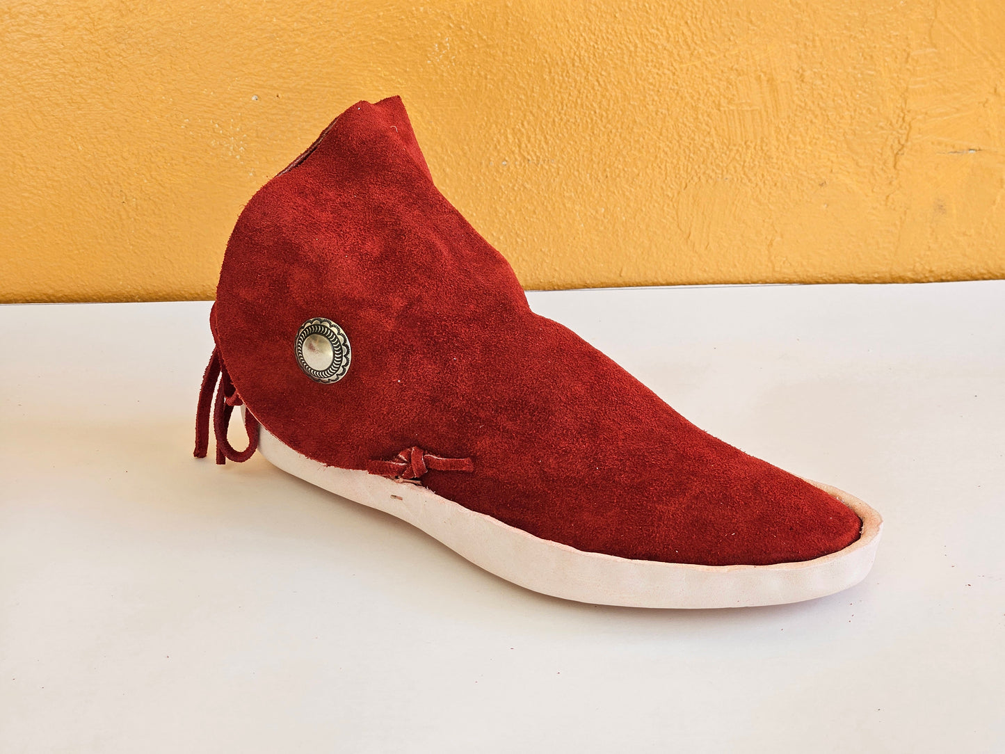 Mens Black & Rust One Button Moccasins