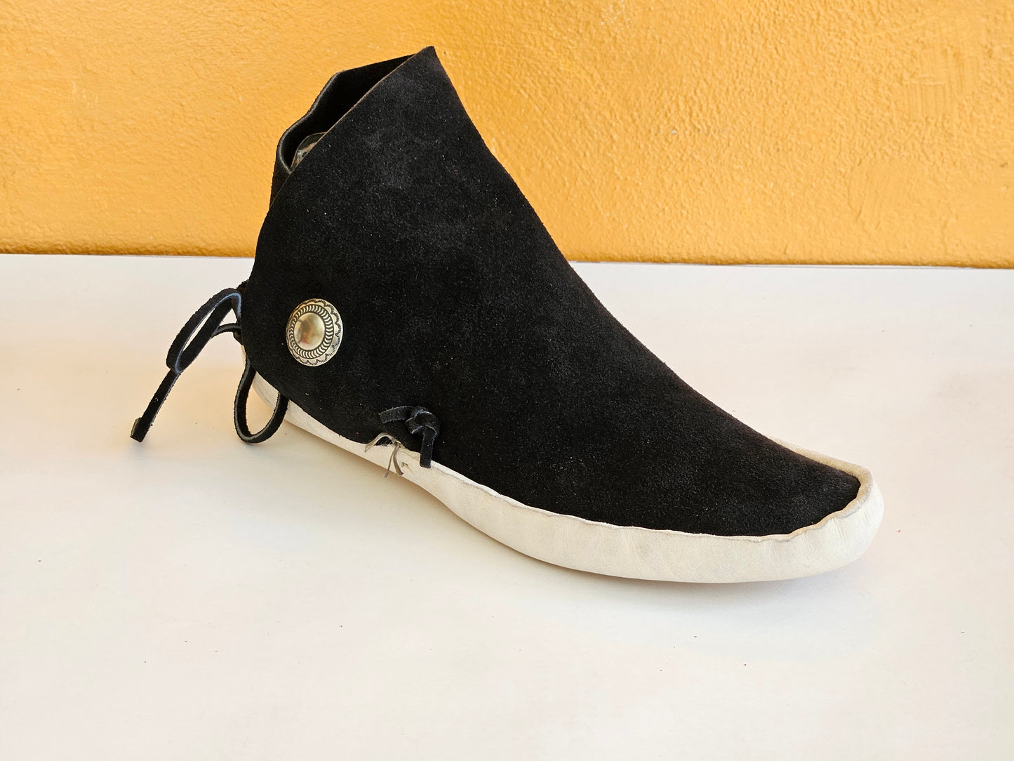 Mens Black One Button Moccasins