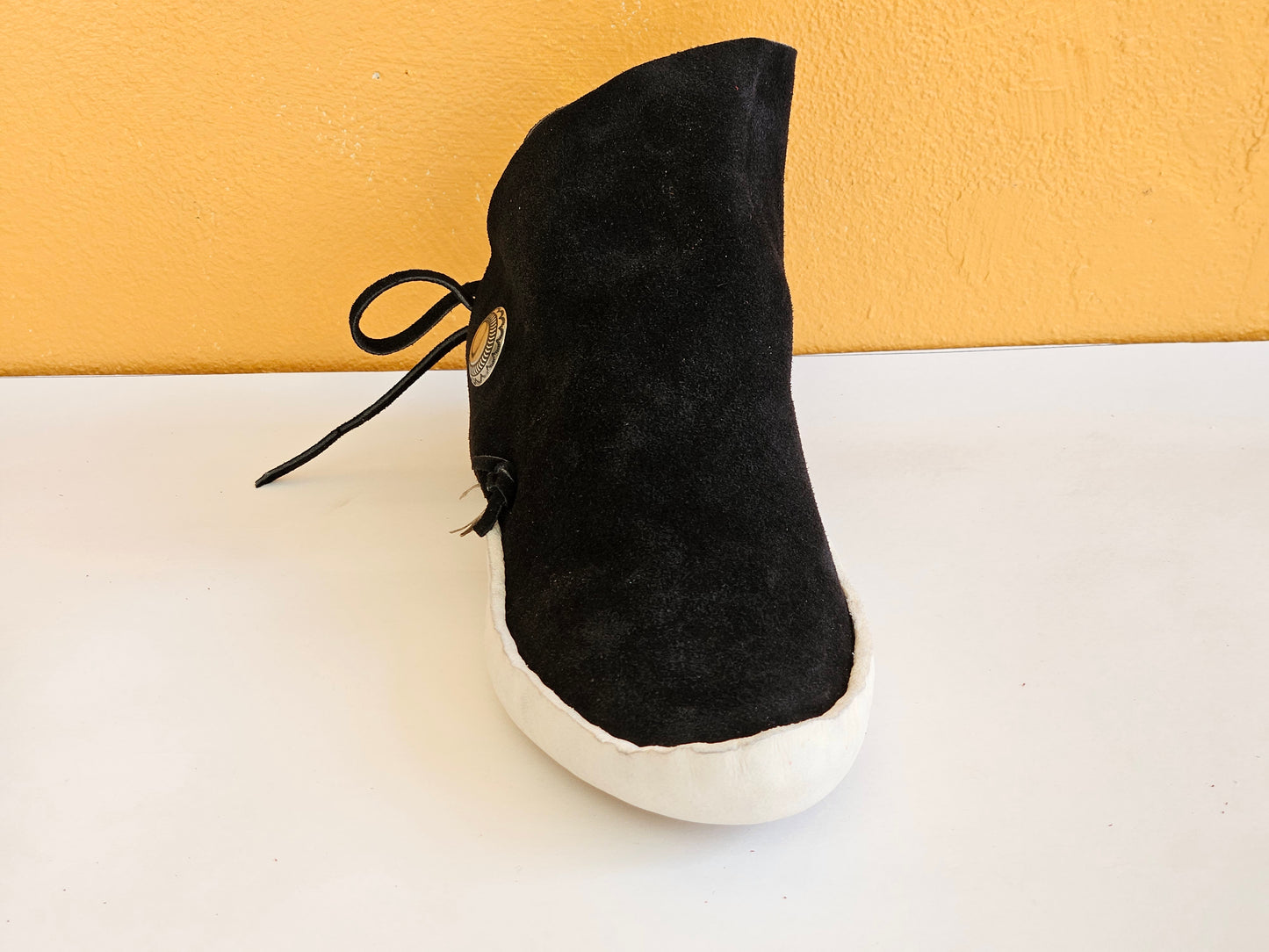 Mens Black One Button Moccasins