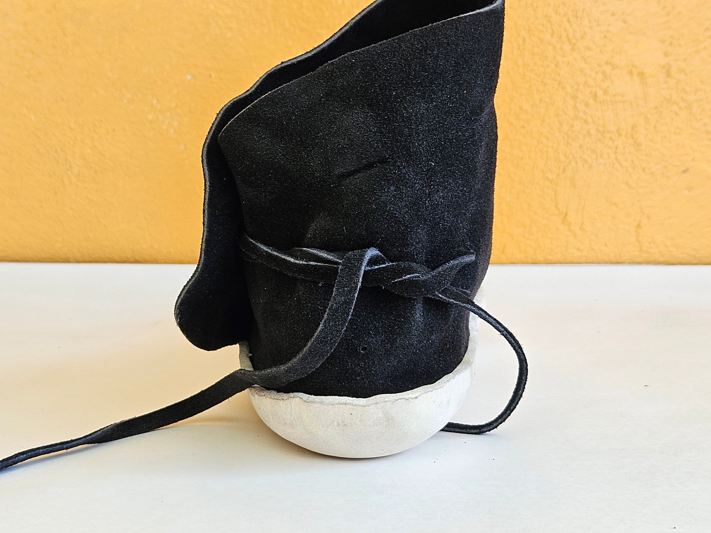 Mens Black One Button Moccasins