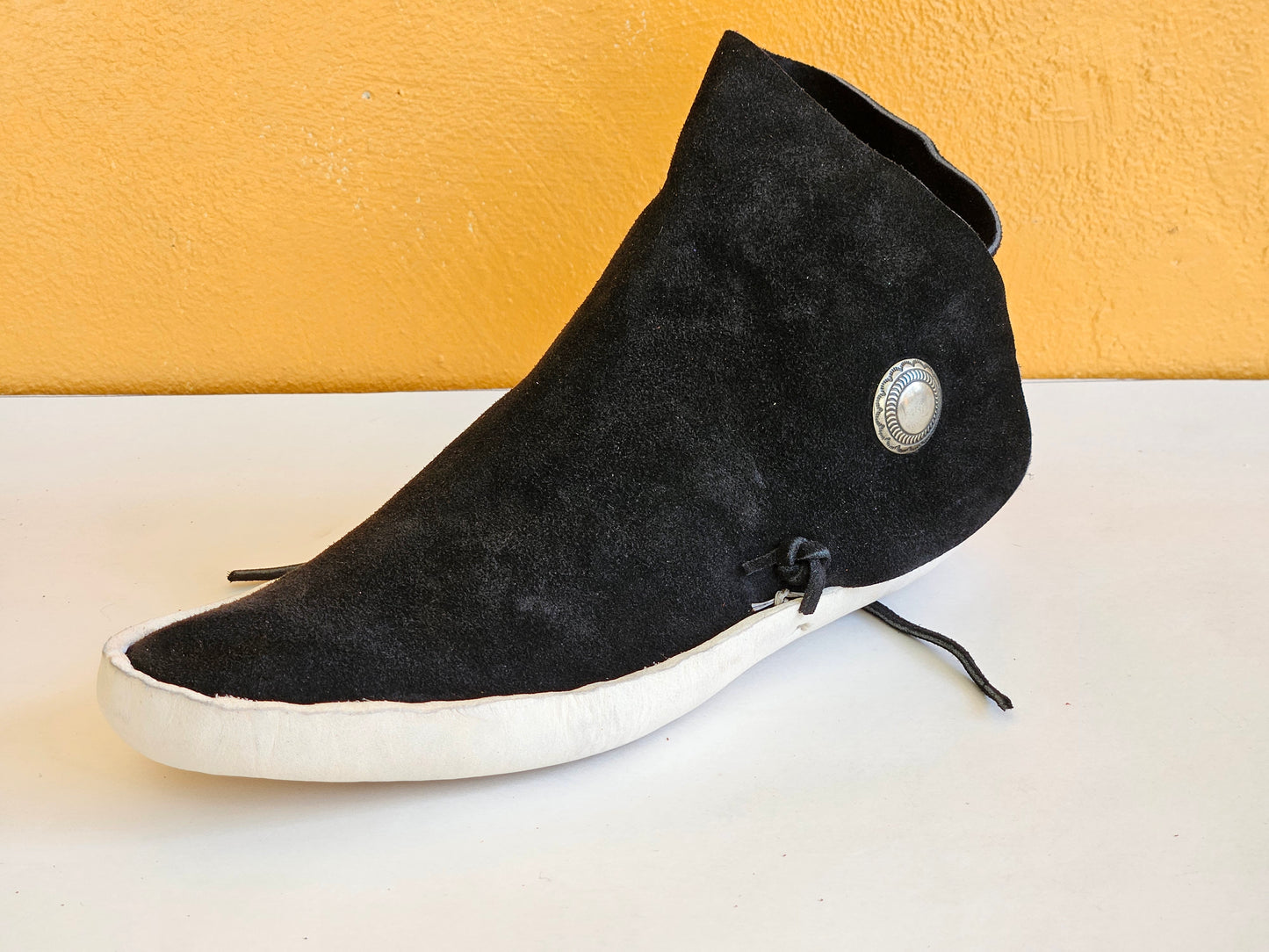 Mens Black One Button Moccasins